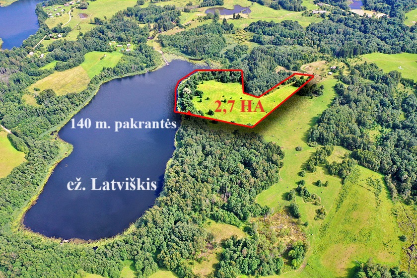 2,7HA ŽEMĖS SKLYPAS ANT LATVIŠKIO EŽ. KRANTO